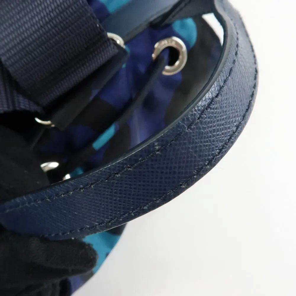 Prada Triangle Logo Nylon Backpack Blue
